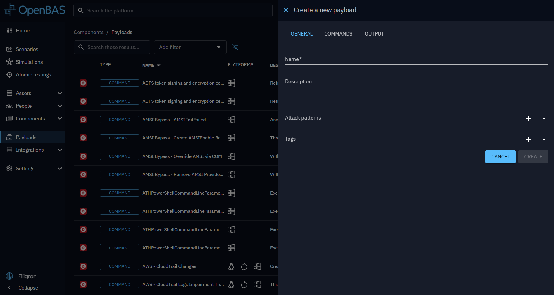 Payloads - OpenBAS Documentation