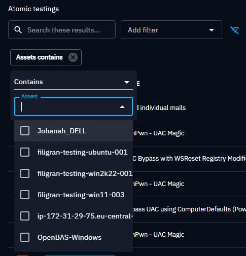 Atomic testing filters attributes values