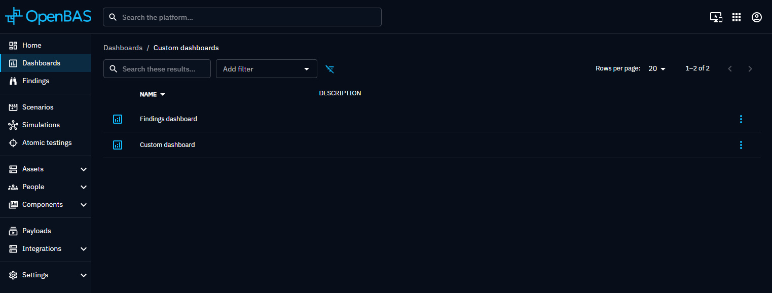 Custom Dashboards - OpenBAS Documentation