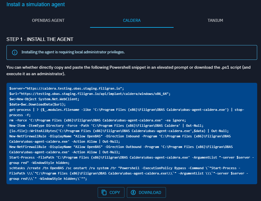 Caldera deploy agents