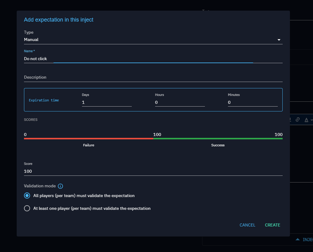 Create manual expectation