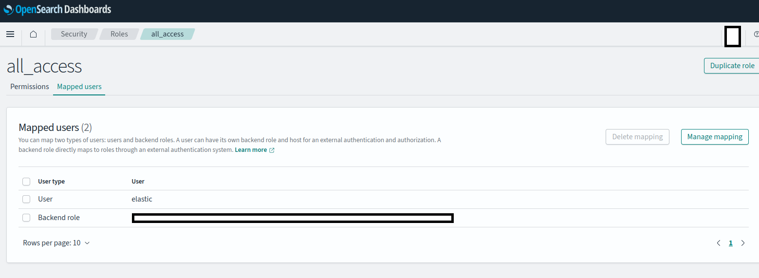 Backend role mapping in AWS OpenSearch