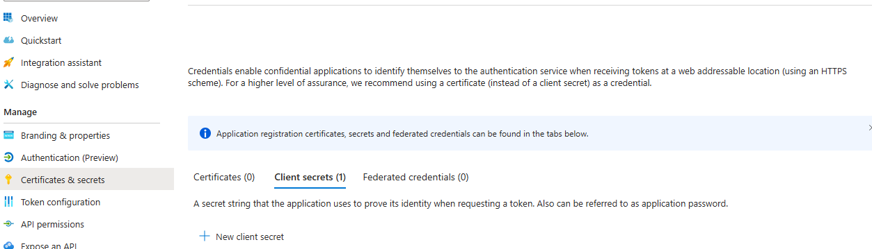 MDE client secret