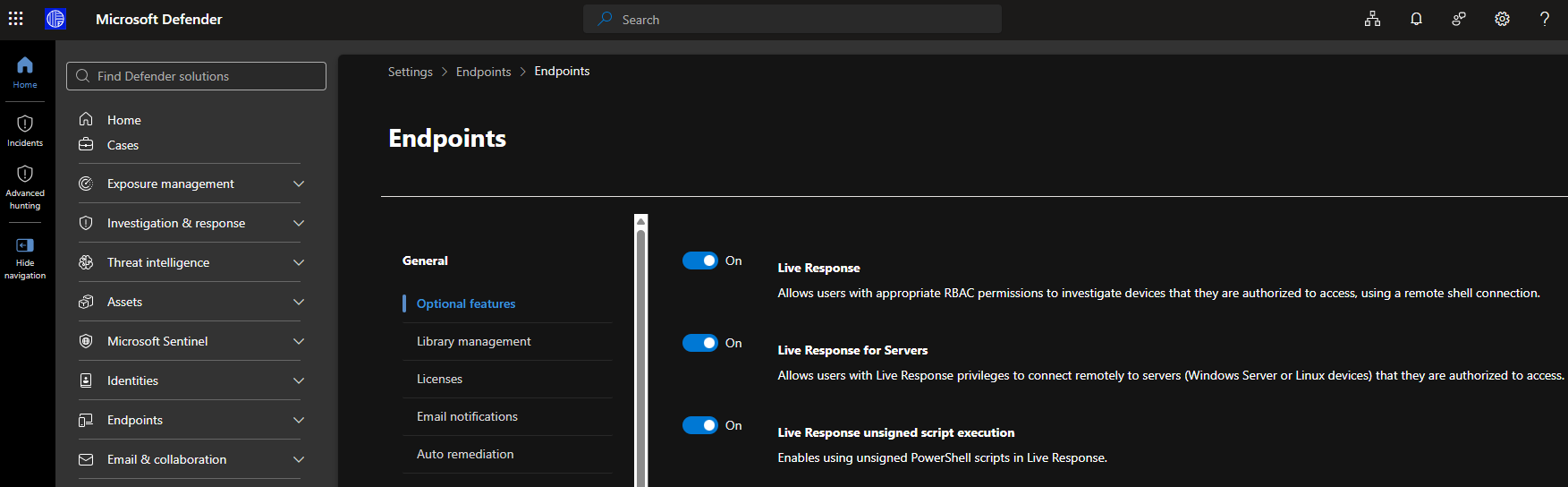 MDE Live Response advanced features