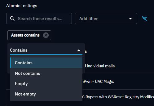 Atomic testing filters operators