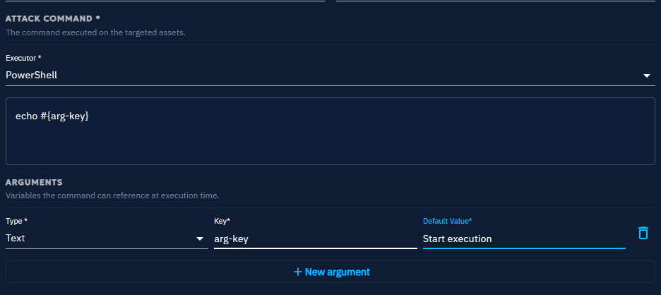 Text argument of an Action