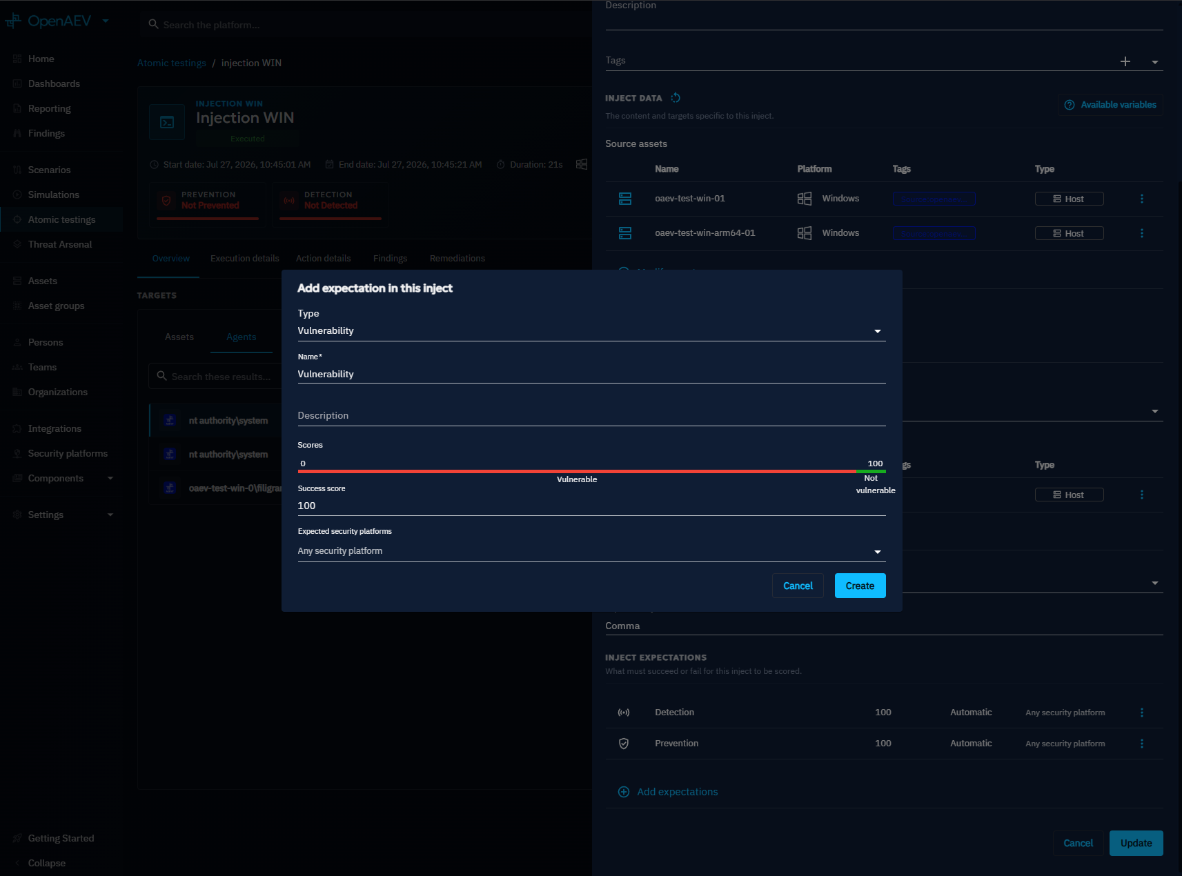 Add expectation dialog