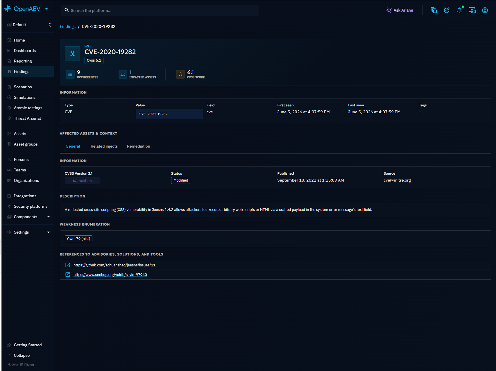 CVE Finding detail with enrichment