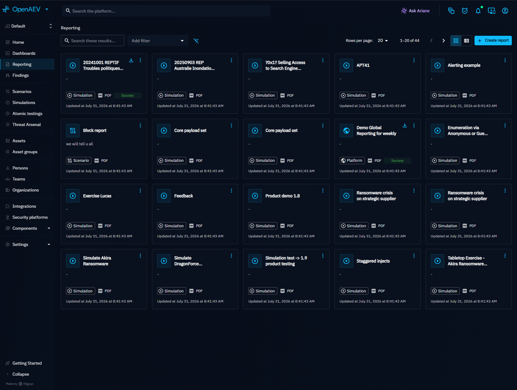 Reporting list